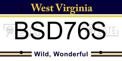 BSD76S West Virginia License Plate