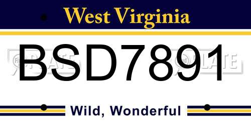BSD7891 West Virginia License Plate