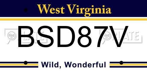 BSD87V West Virginia License Plate