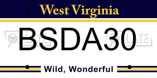 BSDA30 West Virginia License Plate