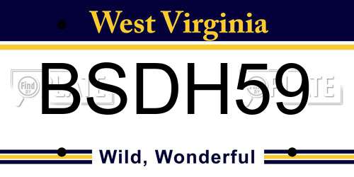 BSDH59 West Virginia License Plate