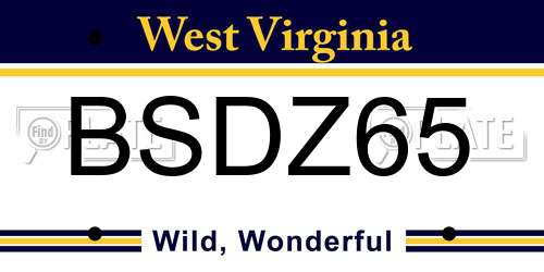 BSDZ65 West Virginia License Plate