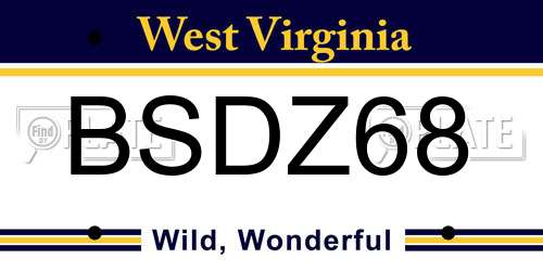 BSDZ68 West Virginia License Plate
