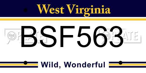 BSF563 West Virginia License Plate