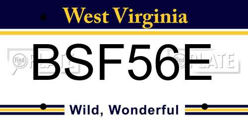 BSF56E West Virginia License Plate