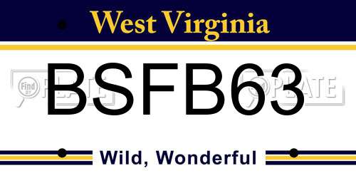 BSFB63 West Virginia License Plate