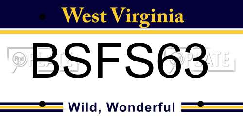 BSFS63 West Virginia License Plate