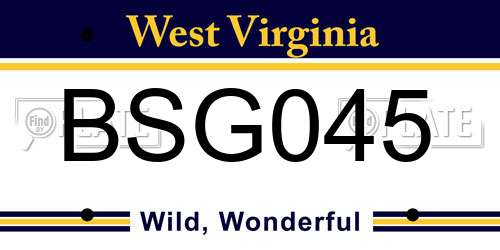 BSG045 West Virginia License Plate