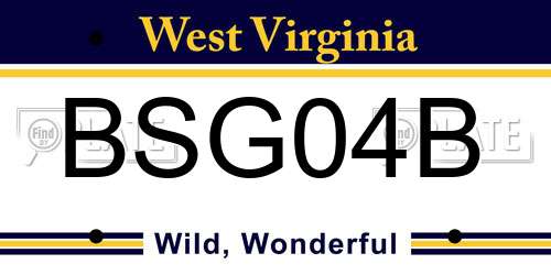 BSG04B West Virginia License Plate