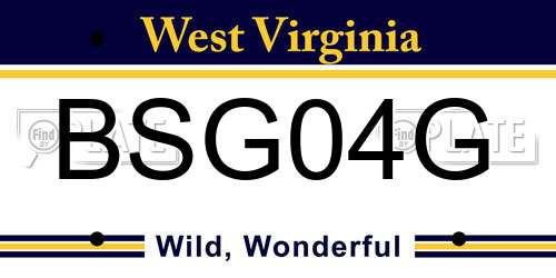 BSG04G West Virginia License Plate