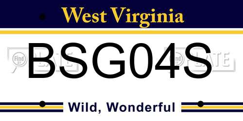 BSG04S West Virginia License Plate