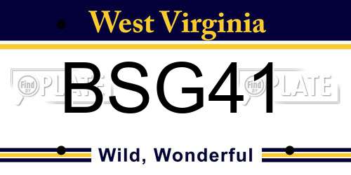BSG41 West Virginia License Plate