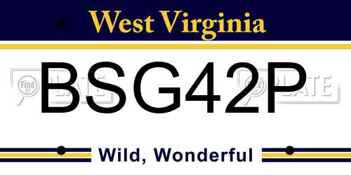 BSG42P West Virginia License Plate