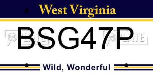 BSG47P West Virginia License Plate