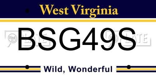 BSG49S West Virginia License Plate