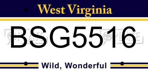 BSG5516 West Virginia License Plate