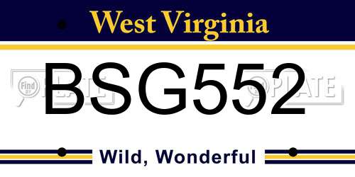 BSG552 West Virginia License Plate