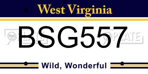 BSG557 West Virginia License Plate