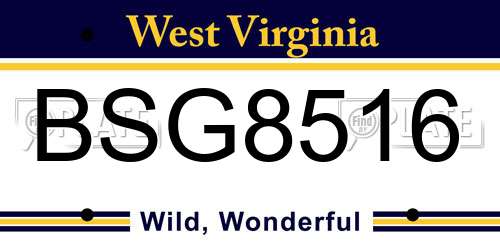 BSG8516 West Virginia License Plate