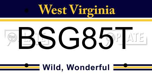 BSG85T West Virginia License Plate