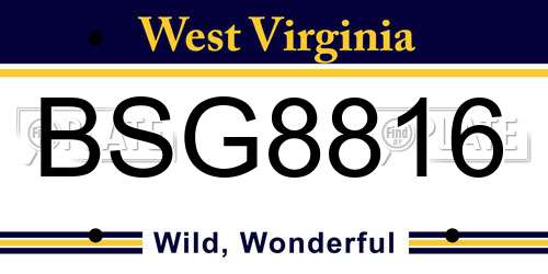 BSG8816 West Virginia License Plate