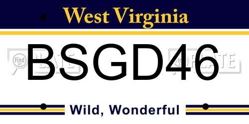 BSGD46 West Virginia License Plate