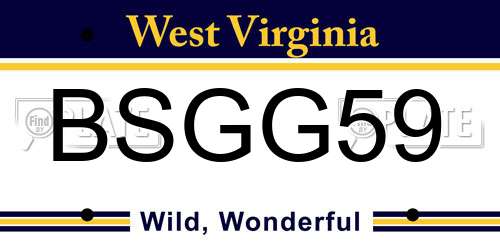 BSGG59 West Virginia License Plate