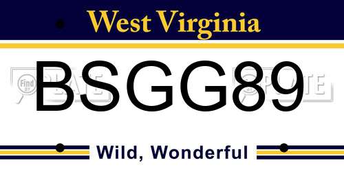 BSGG89 West Virginia License Plate
