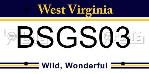 BSGS03 West Virginia License Plate