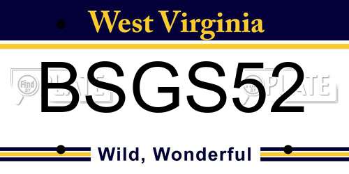 BSGS52 West Virginia License Plate