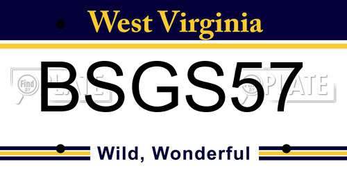 BSGS57 West Virginia License Plate