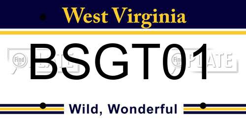 BSGT01 West Virginia License Plate