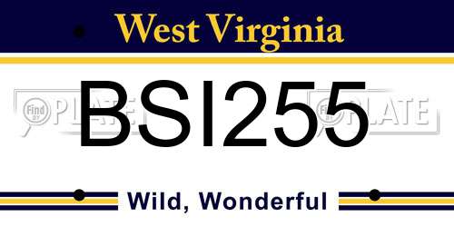 BSI255 West Virginia License Plate