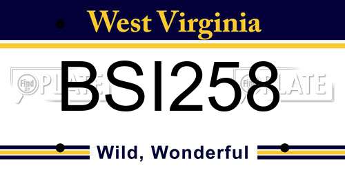 BSI258 West Virginia License Plate