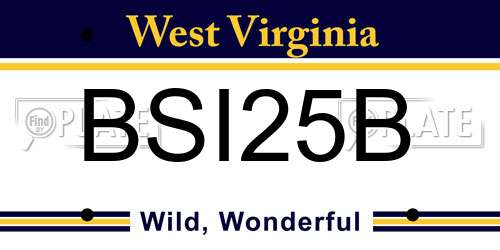 BSI25B West Virginia License Plate