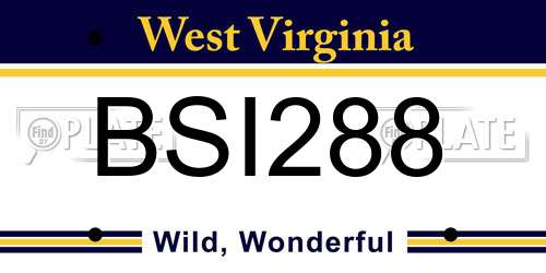 BSI288 West Virginia License Plate