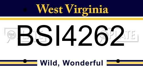 BSI4262 West Virginia License Plate
