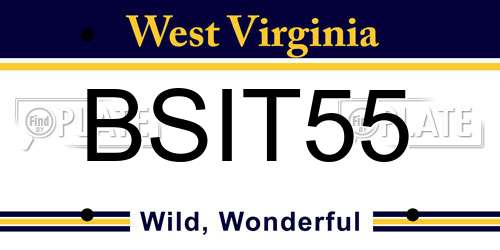 BSIT55 West Virginia License Plate