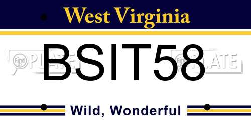 BSIT58 West Virginia License Plate