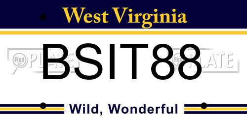 BSIT88 West Virginia License Plate
