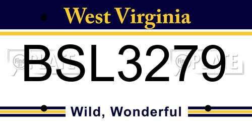 BSL3279 West Virginia License Plate