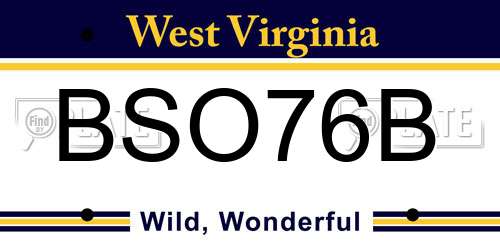 BSO76B West Virginia License Plate