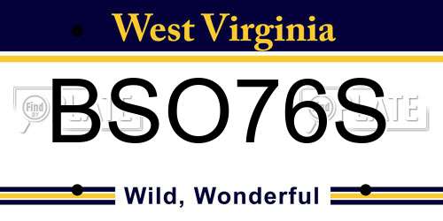 BSO76S West Virginia License Plate