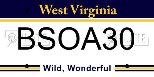 BSOA30 West Virginia License Plate
