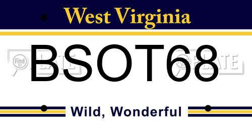 BSOT68 West Virginia License Plate