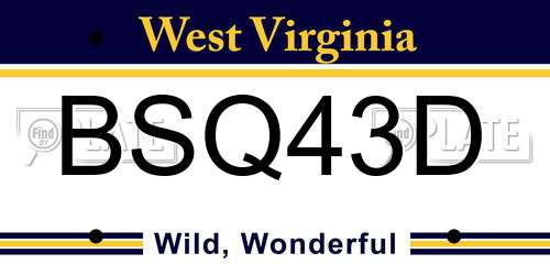 BSQ43D West Virginia License Plate