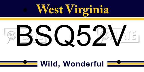 BSQ52V West Virginia License Plate