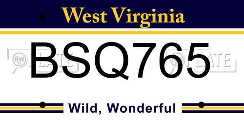 BSQ765 West Virginia License Plate