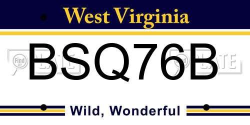 BSQ76B West Virginia License Plate