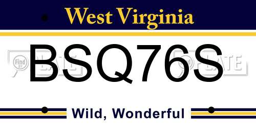 BSQ76S West Virginia License Plate